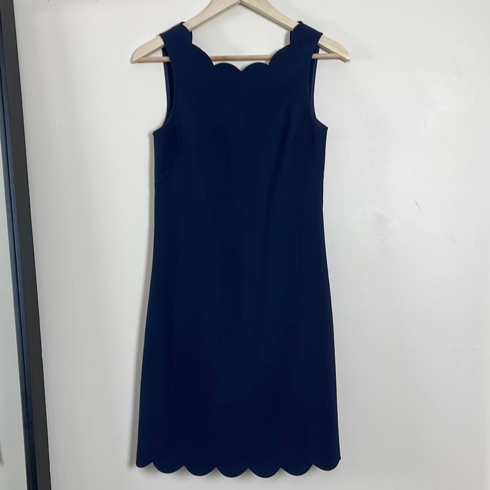 J Crew scalloped navy blue dress size 2